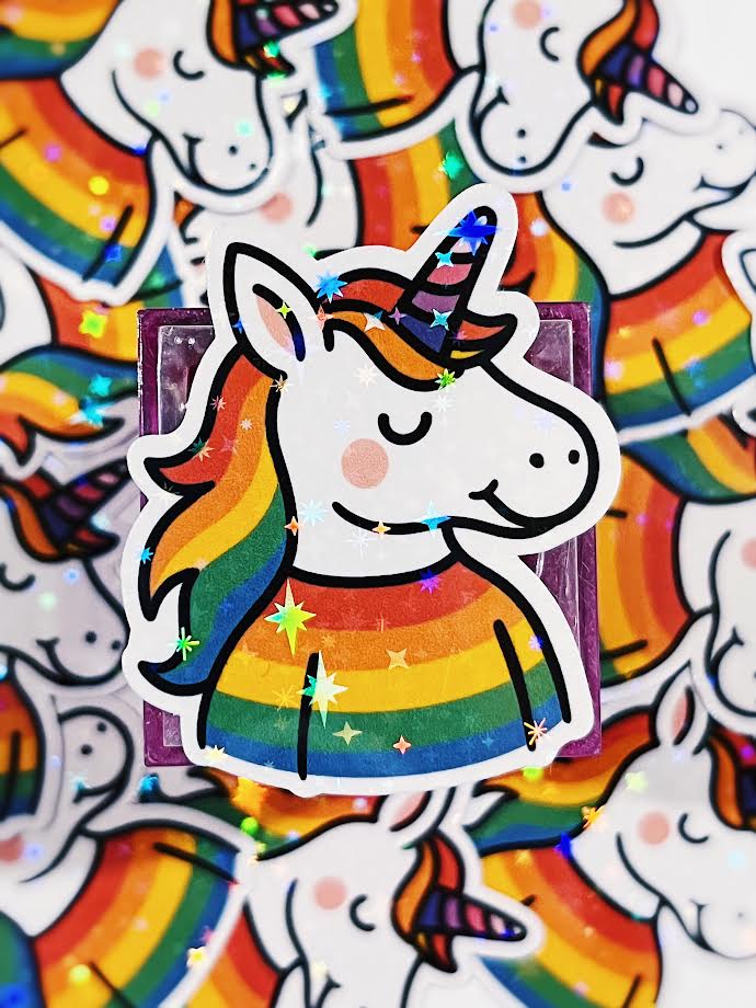 Pride Unicorn - Glitter Vinyl Sticker