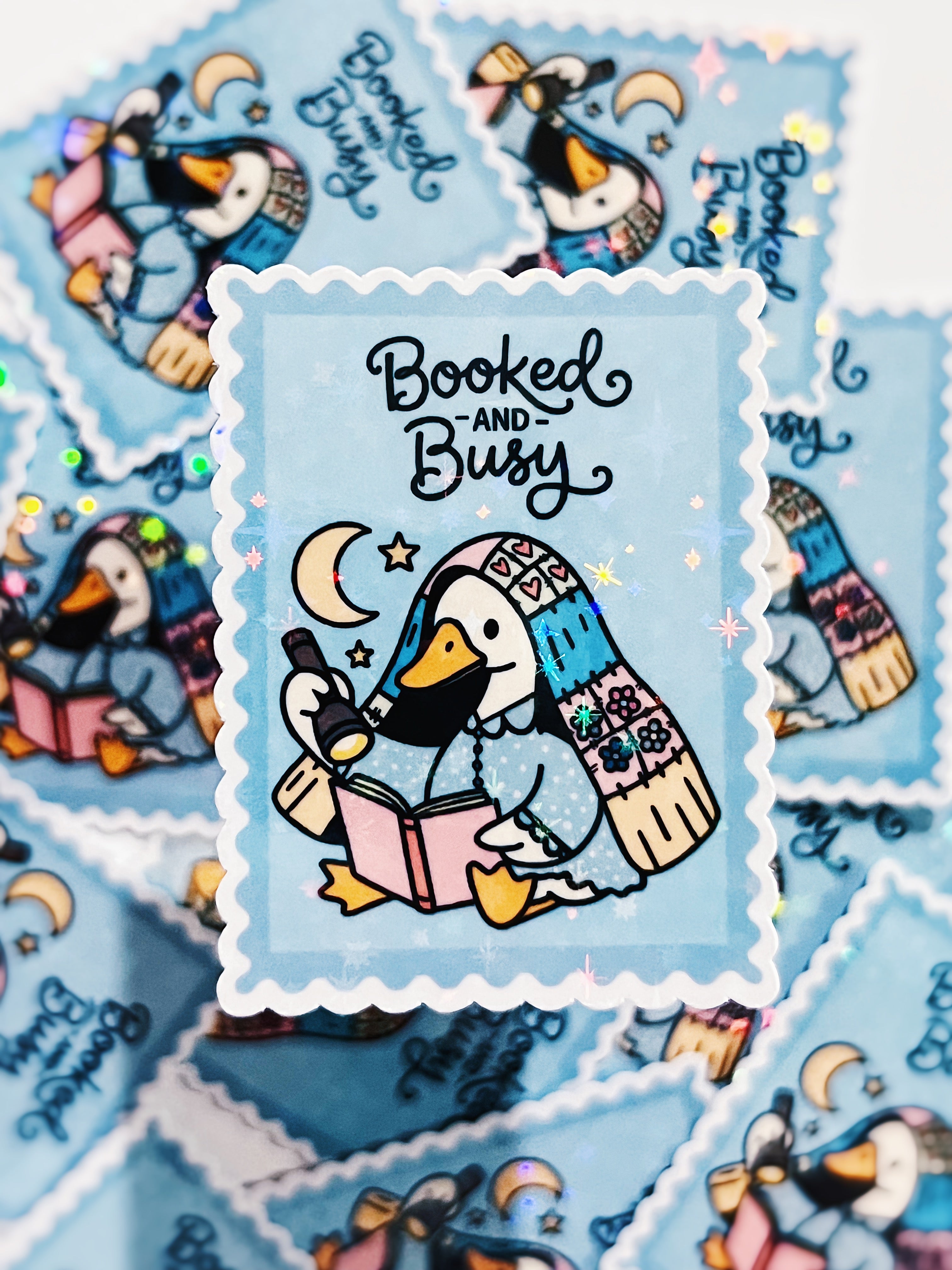 Booked and Busy Goose - Holographic Vinyl Sticker