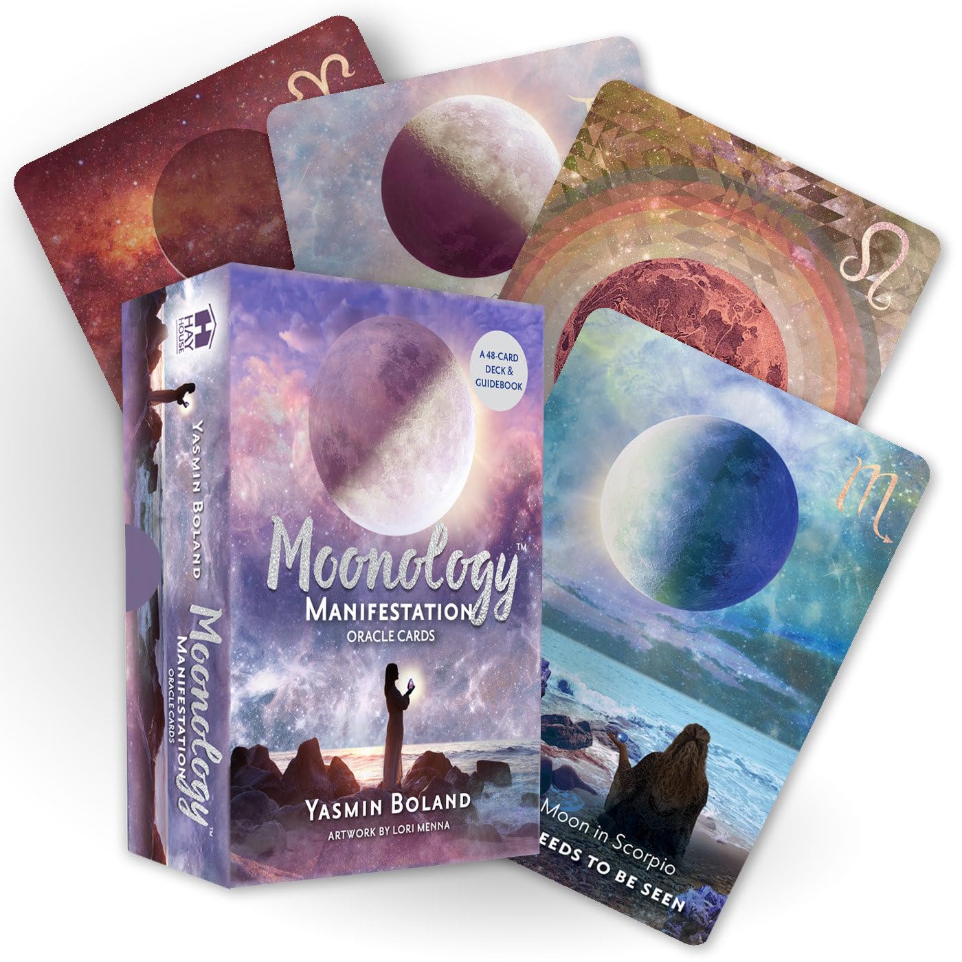 Moonology Manifestation Oracle: A 48-Card Moon Astrology Oracle Deck and Guidebook - Yasmin Boland (Pre-Loved - Sealed)