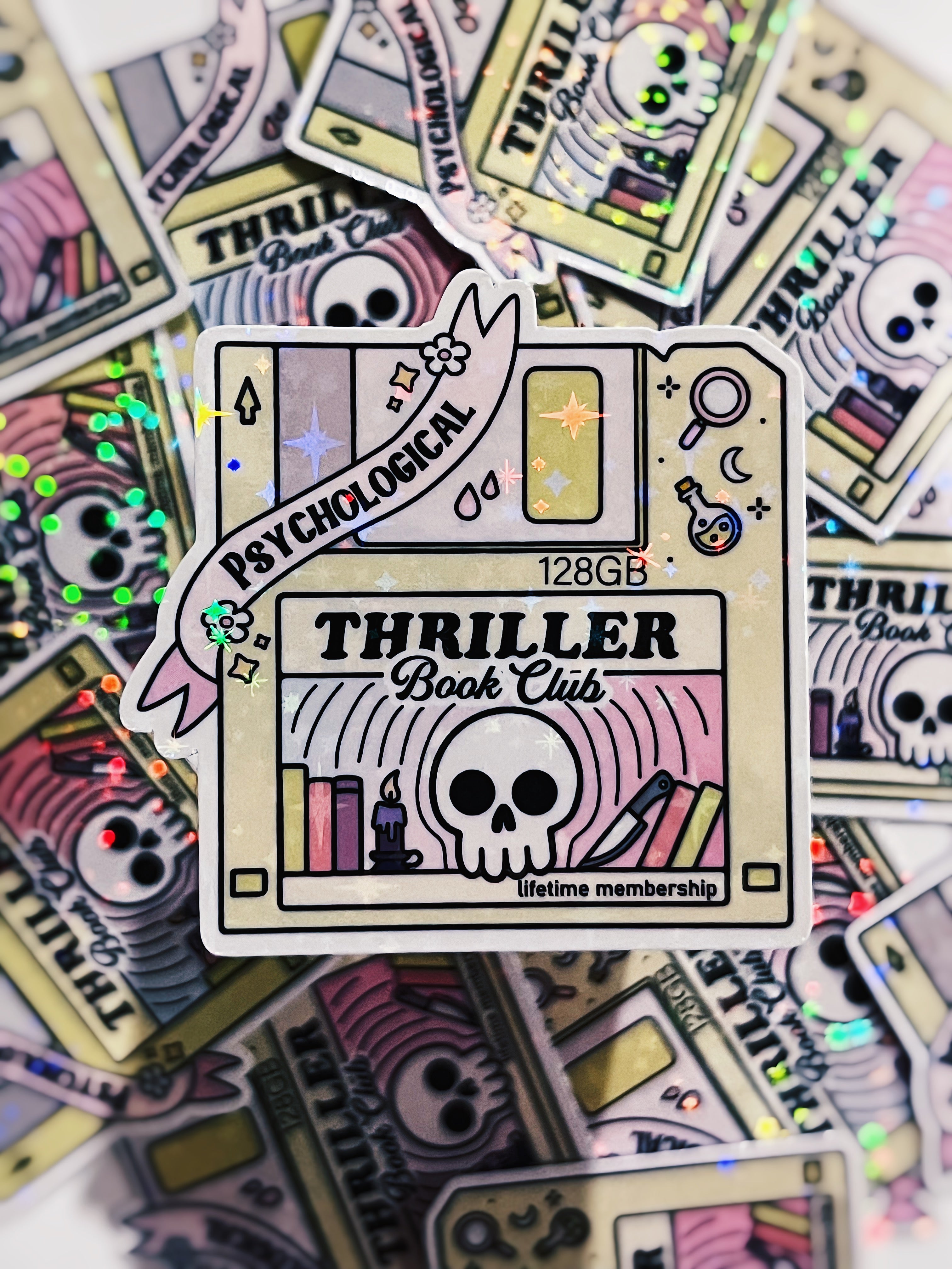 Thriller Book Club Floppy Disk - Holographic Vinyl Sticker